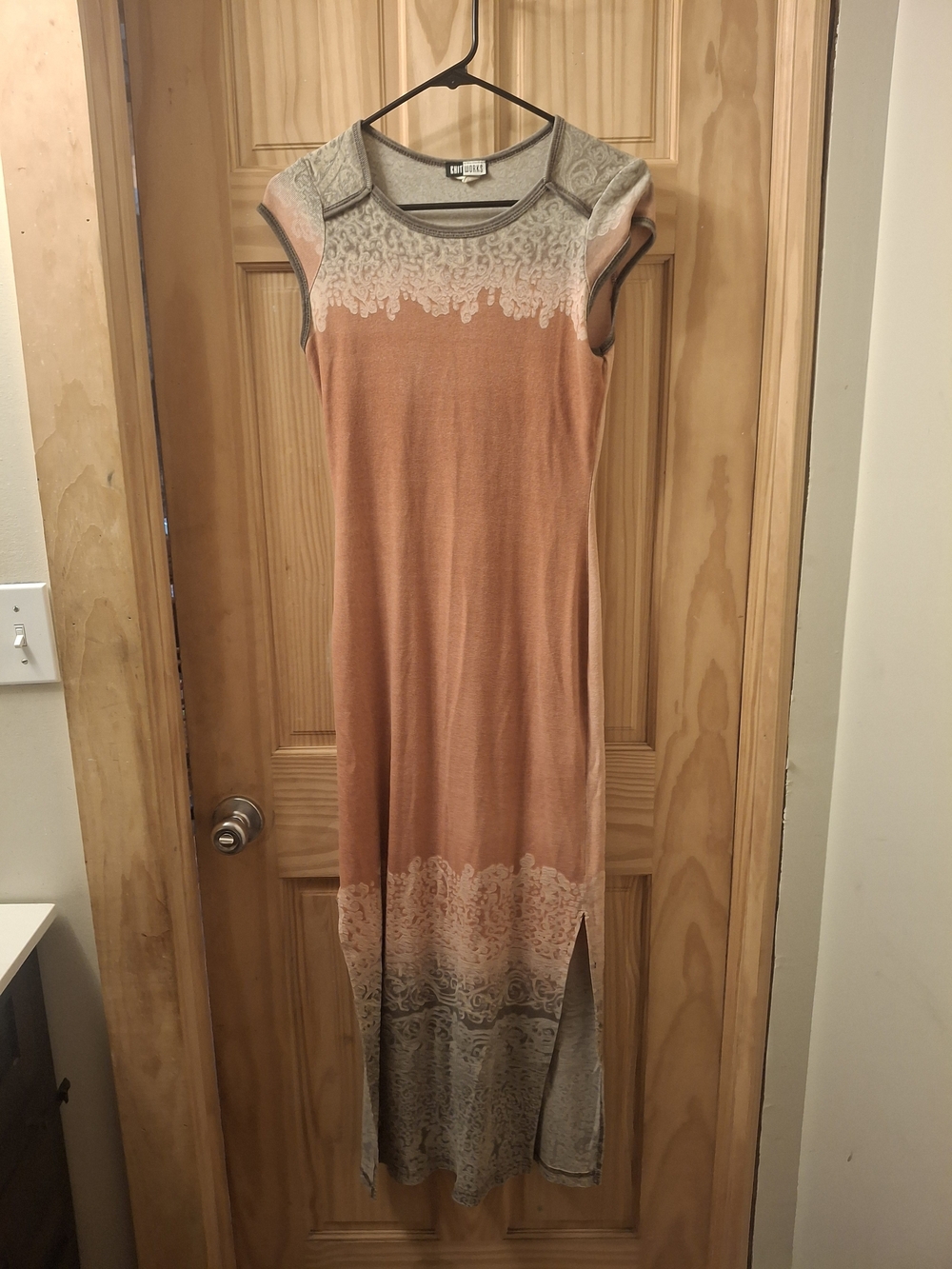 Knitworks Boho Coral and Gray Ombre Sleeveless Maxi Dress